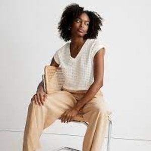 Madewell Knit Mesh V-Neck Crop Tee